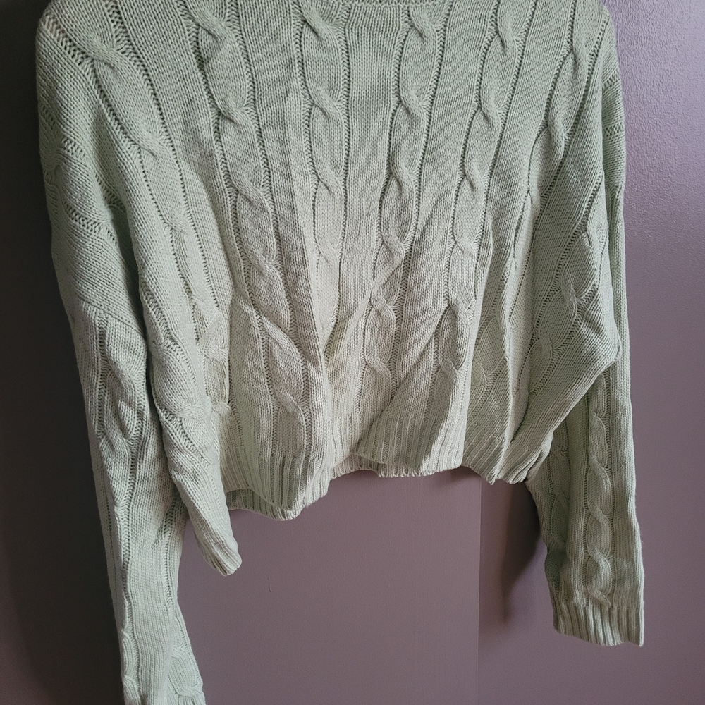 Mint Green Cable Knit Sweater